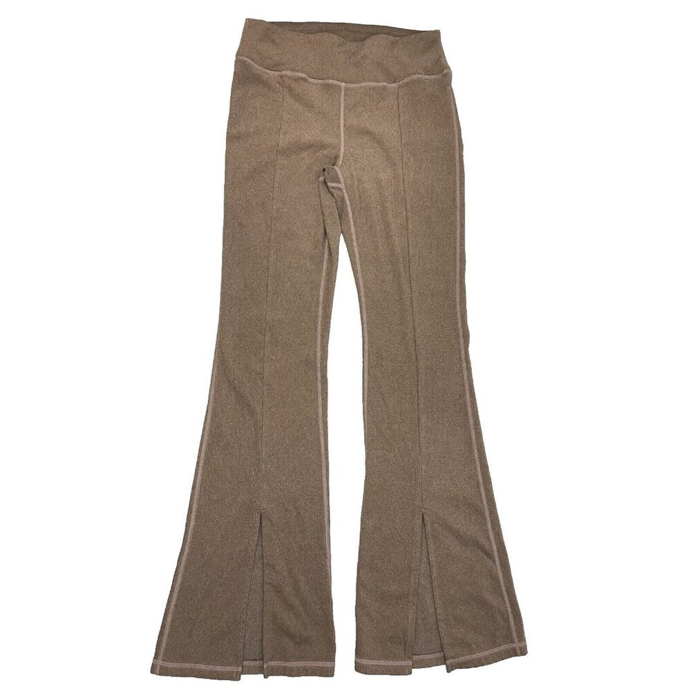 MONO B WOMEN BRUSHED RIBBED FLARE LEGGINGS RIB-FRONT SLIT SIZE M PULL ON - Picture 7 of 16